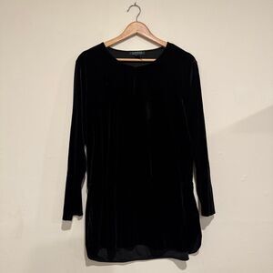 Lauren Ralph Lauren Crushed Velvet Long Sleeve Black Size XL Blouse